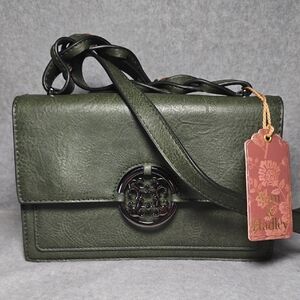 Sam & Hadley Deep Olive Green Vegan Leather Crossbody Bag